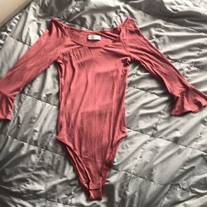 Pink bell sleeve bodysuit